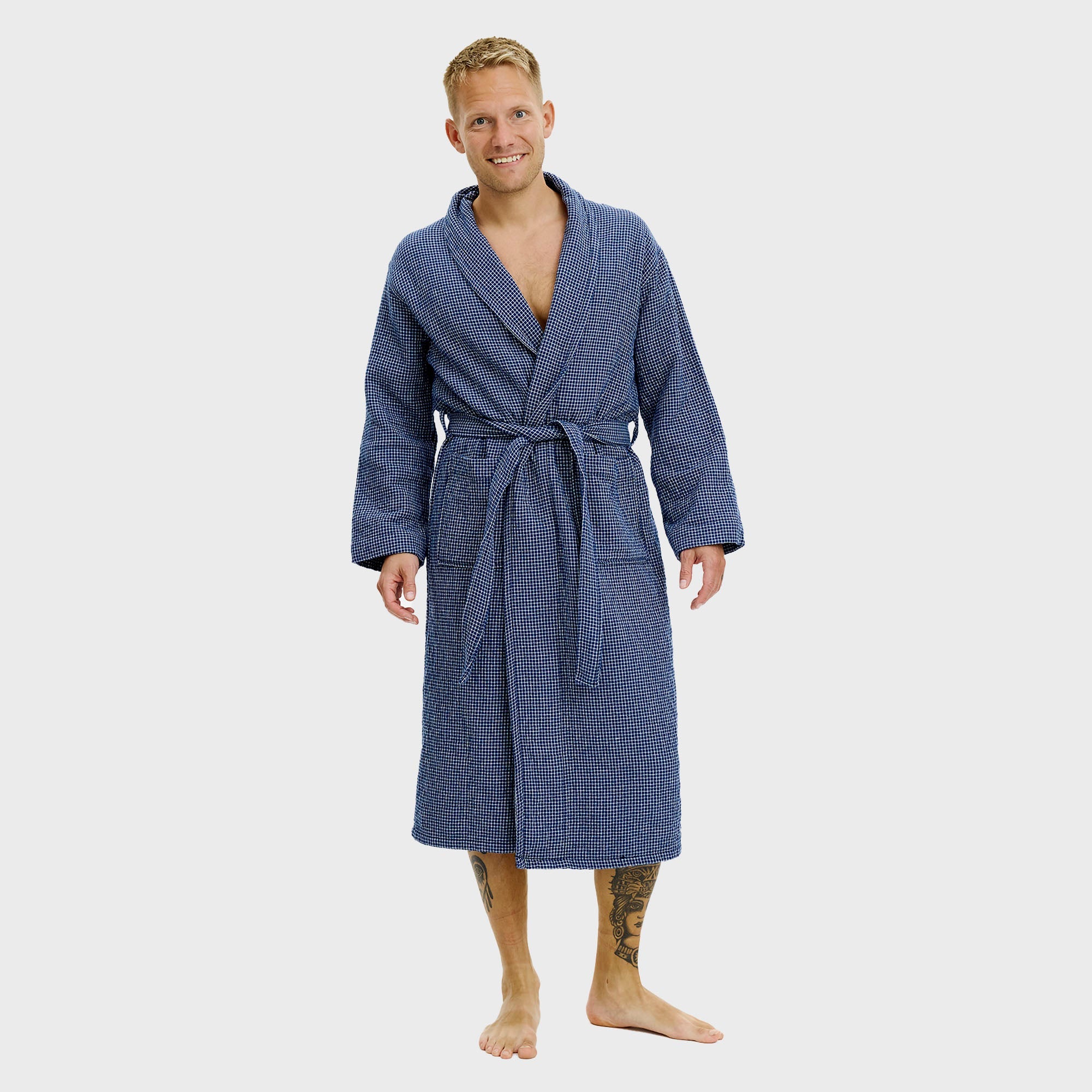 Badjas blauw geruit - onesize